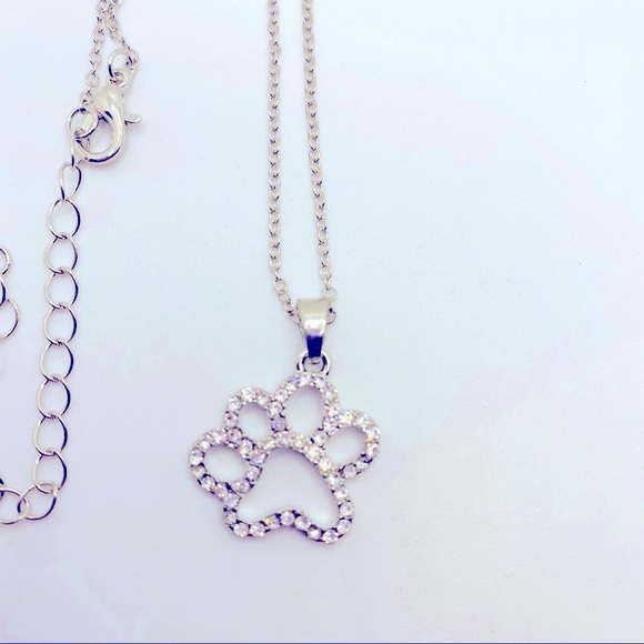 Necklace Paw Print in Rhinestones ! ADORABLE ! - Picture 15 of 15